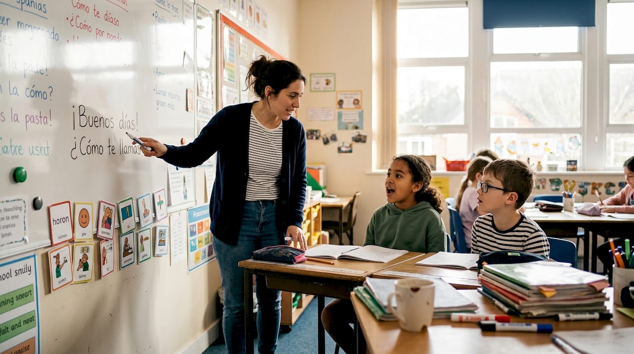 Native Spanish teacher teaching young learners