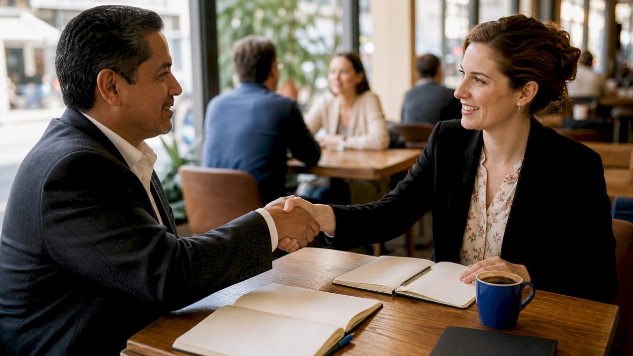 Business handshake between professionals in Spain
