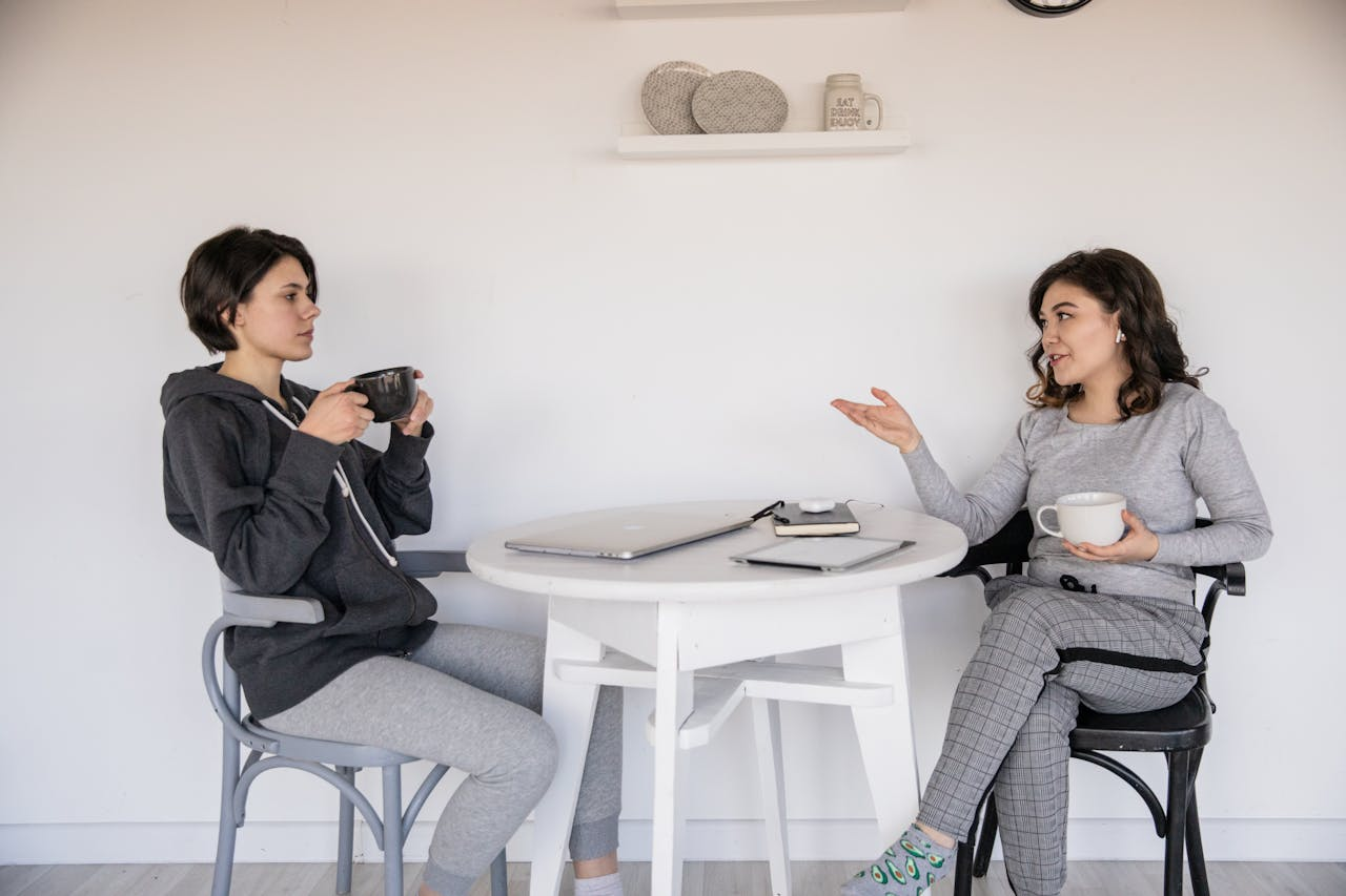 Friends having coffee and catching up