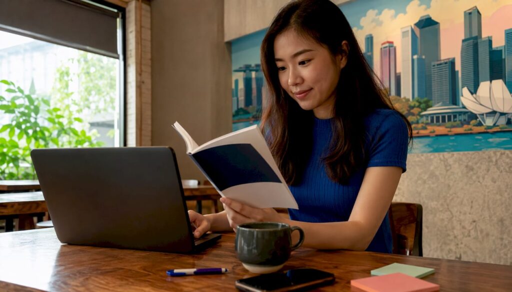 Person registering for DELE exam at home desk