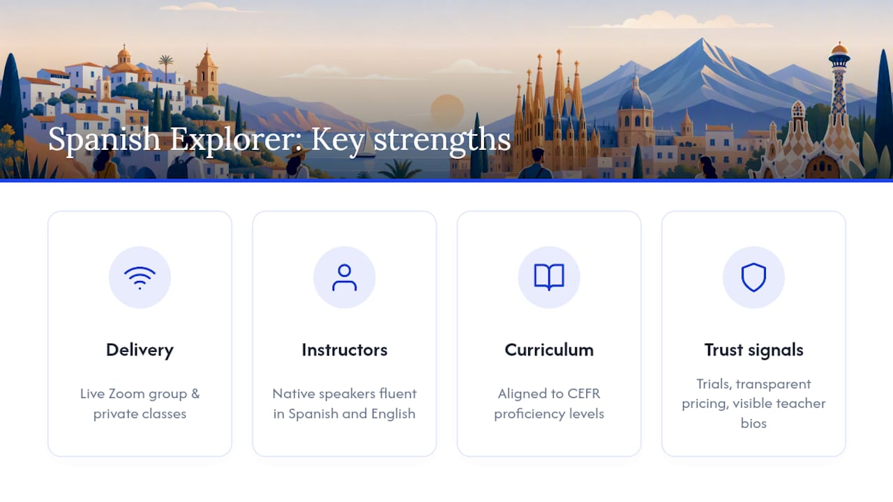 Why Spanish Explorer is a strong alternative for U.S. adult learners — overview diagram