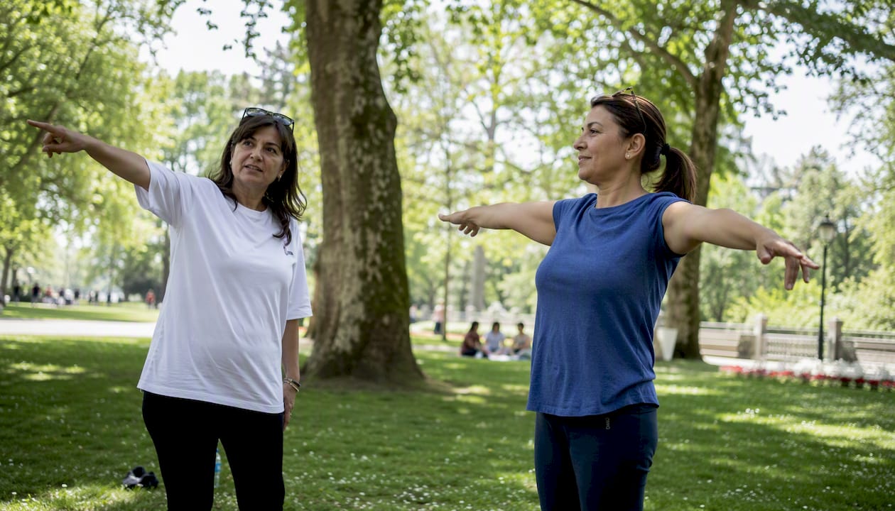 Adults performing physical Spanish commands