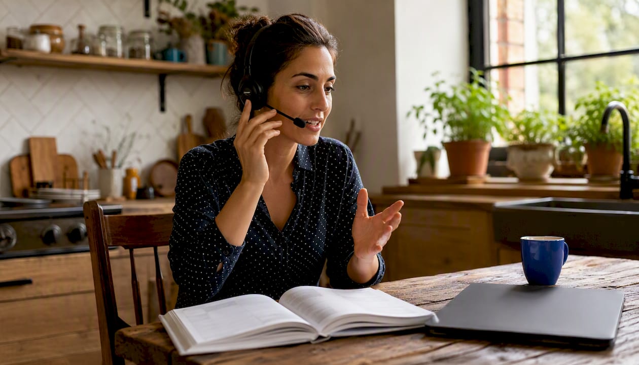 Sales professional role-playing Spanish call