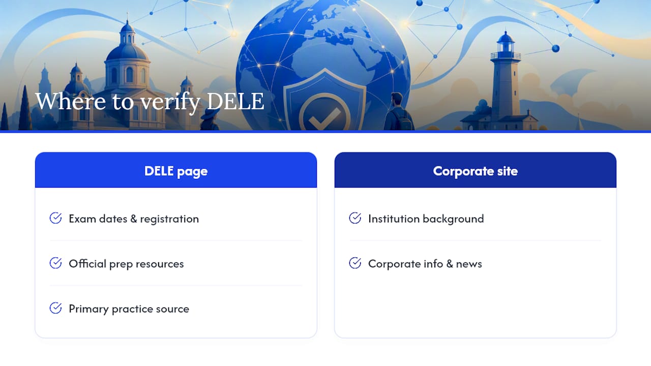 Where to Verify Official DELE Information — overview diagram