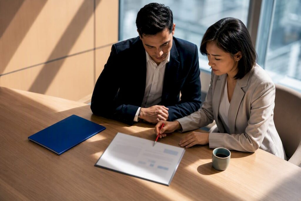 HR reviewing corporate Spanish training proposal
