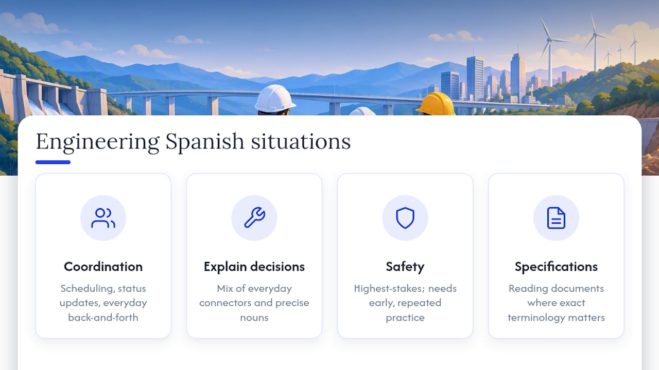 Four engineering Spanish workplace situations