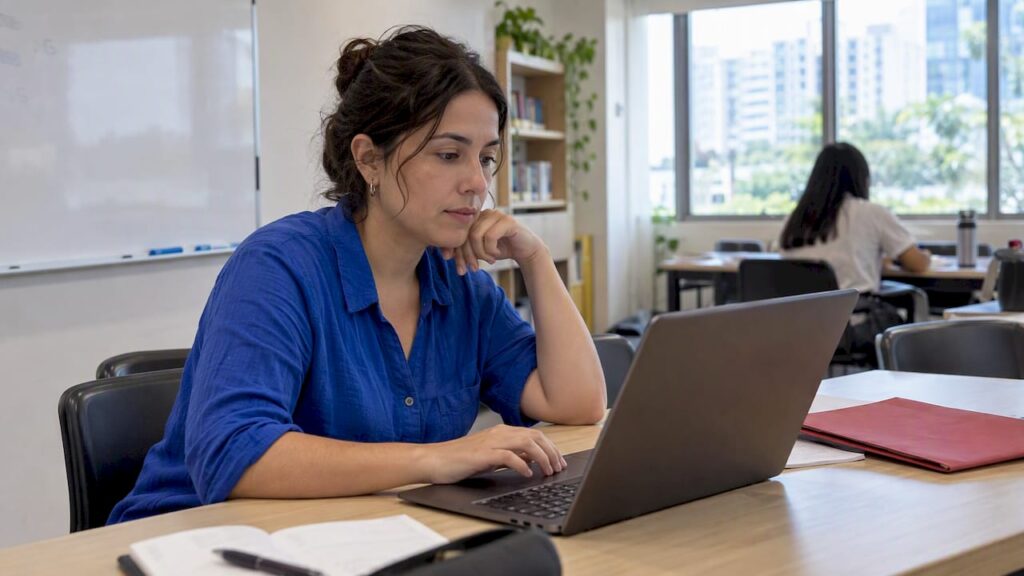 Learner reviewing Spanish email closing